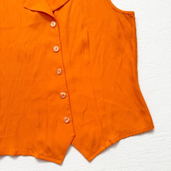 Vintage 90s Petite Impressions Orange Button Front Vest Top, Size 6 - Picture 3 of 7